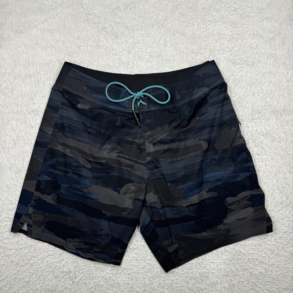Lululemon El Current Swim Board Shorts Suit Blue and Black Lined Men's Size 36